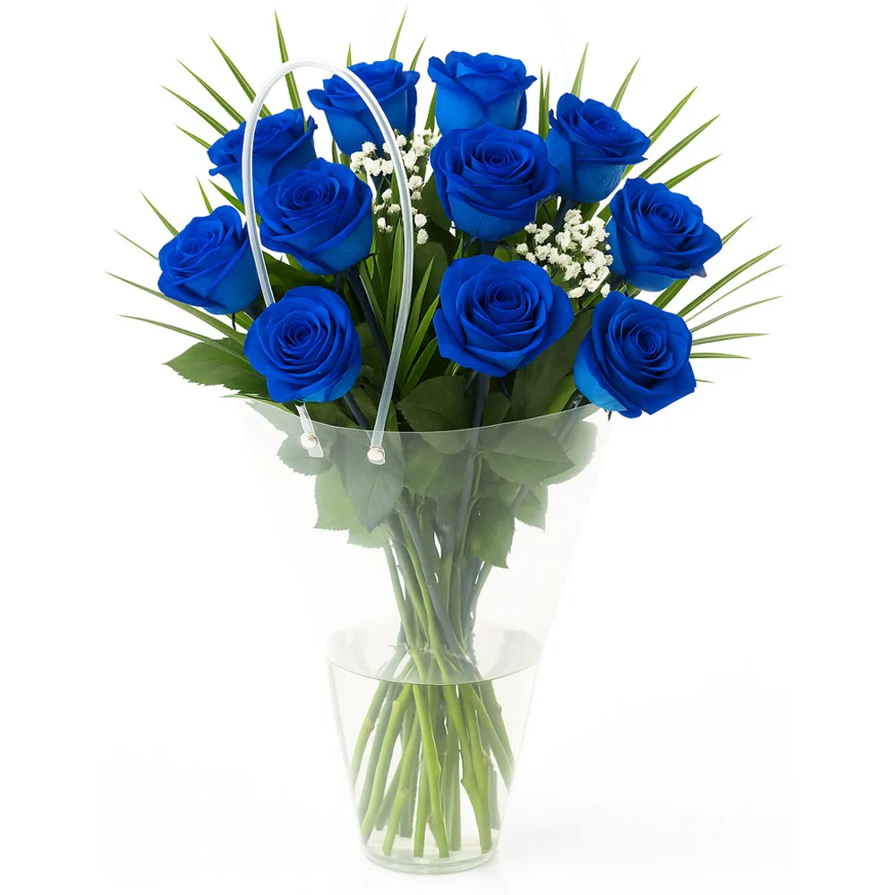 Floral arrangement dozen blue roses