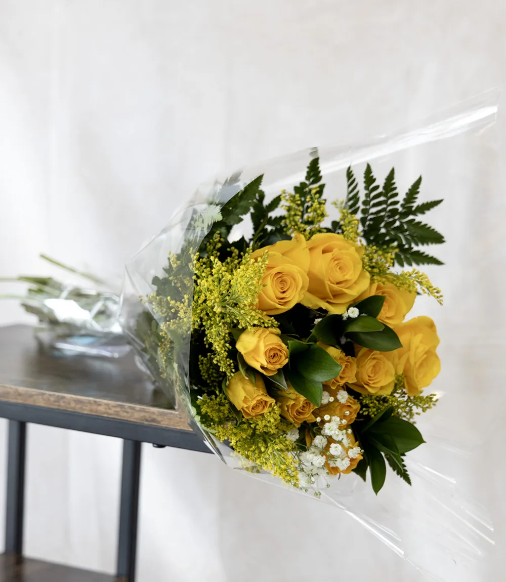Bouquet 12 Yellow Roses and fillings - Image 2