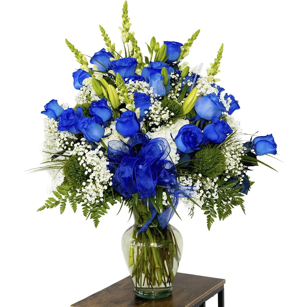 Blue Roses by Fresh Flowers. "Julieth 25 Roses Blue"