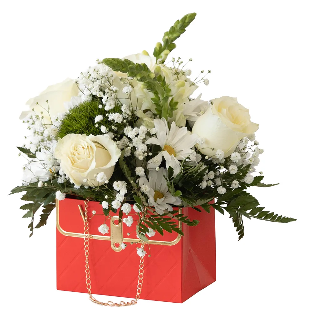 Forever Bloom. White roses – Red Box