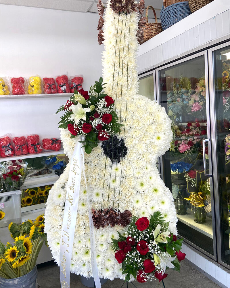 Guitar Flower Arrangement for Funeral