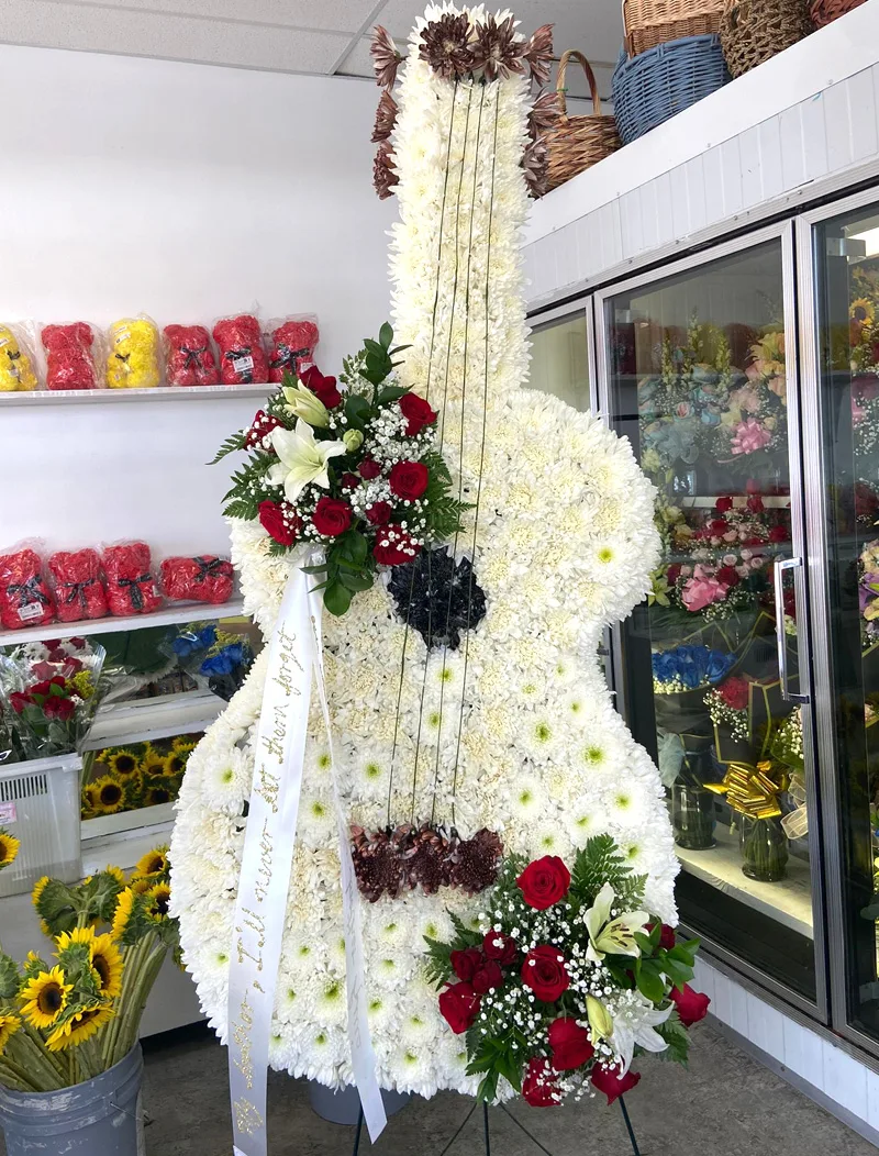 Guitar Flower Arrangement for Funeral