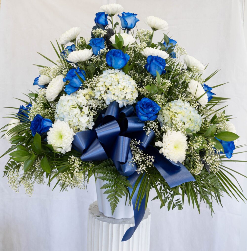 Basket Blue & White Funeral