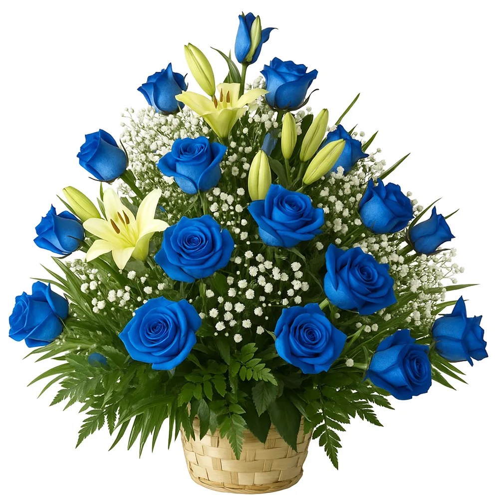 basket 25 blue roses