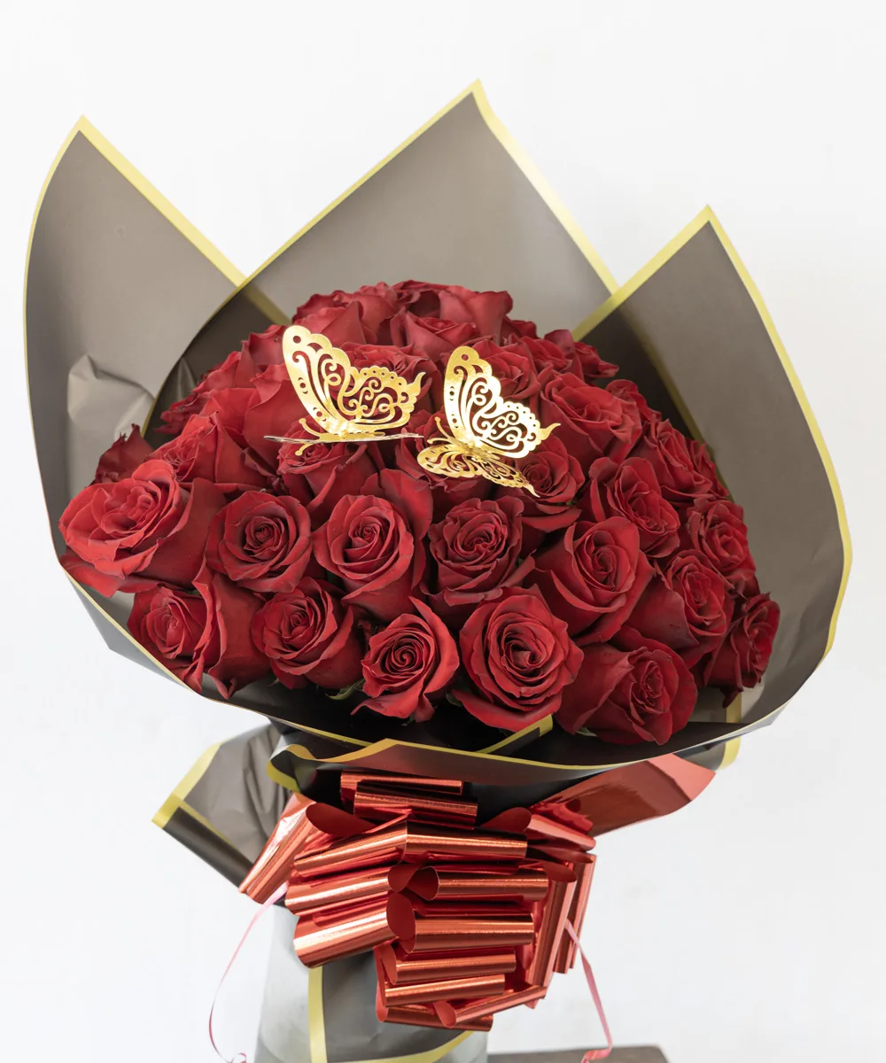 "Ramo Buchon" 25 Red Roses - Image 3