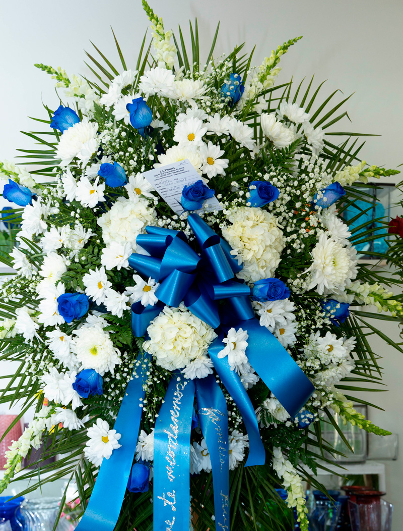 Blue Sky Funeral Standing Spray