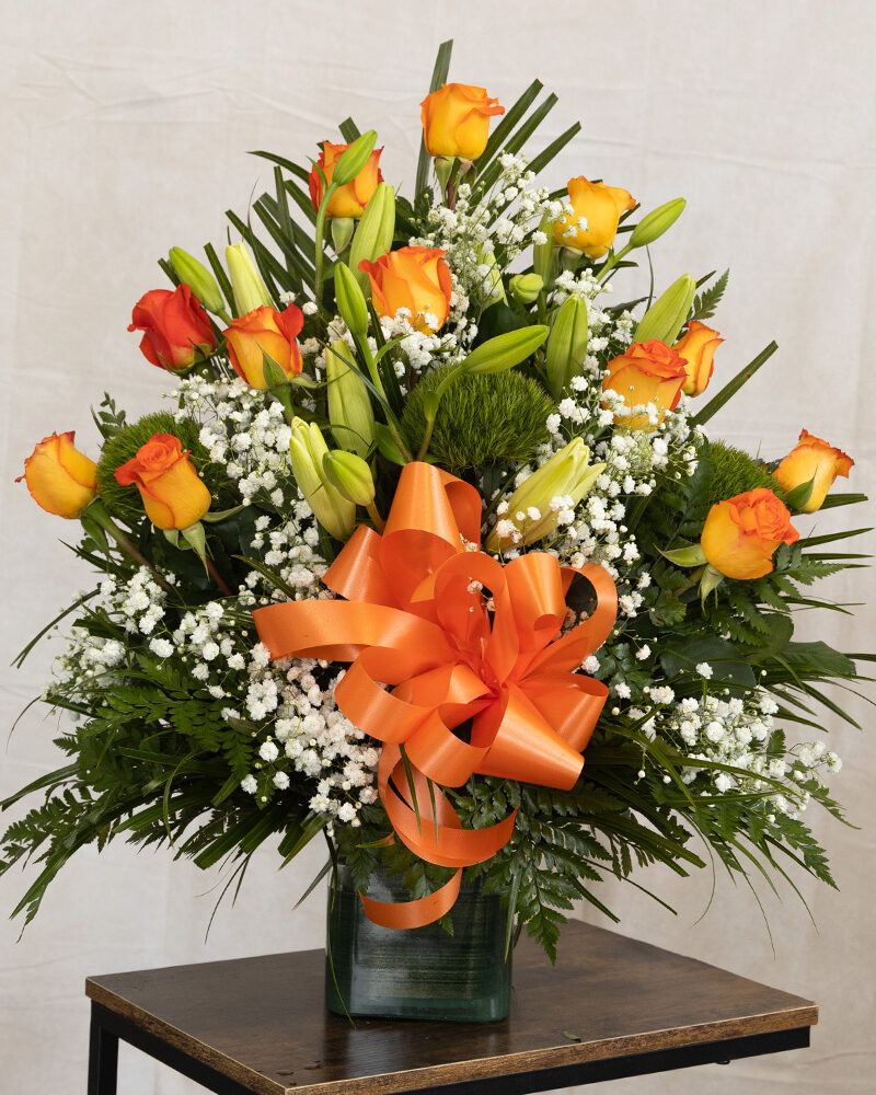 Cube Roses Orange flower arrangement