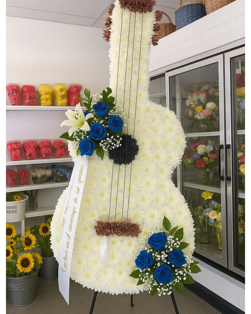 Guitar blue Flower Arrangement for Funeral
