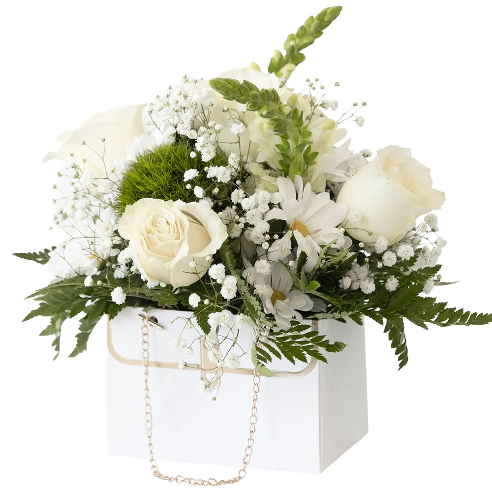 Elegant flower arrangement "wallet White Roses" V1