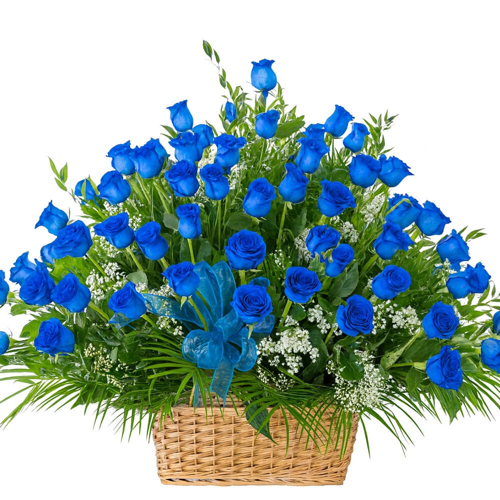 basket 100 roses blue