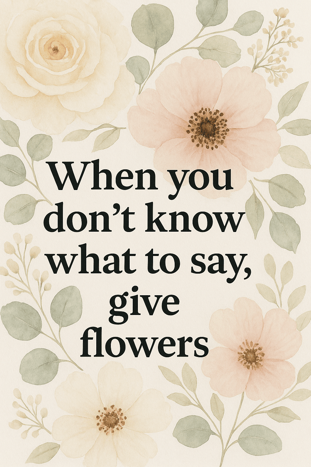 Are there moments when words just aren't enough? Our beautiful image says it all: "When you don't know what to say, give flowers." 💖