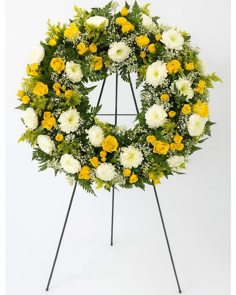 Beautiful wreath with yellow roses