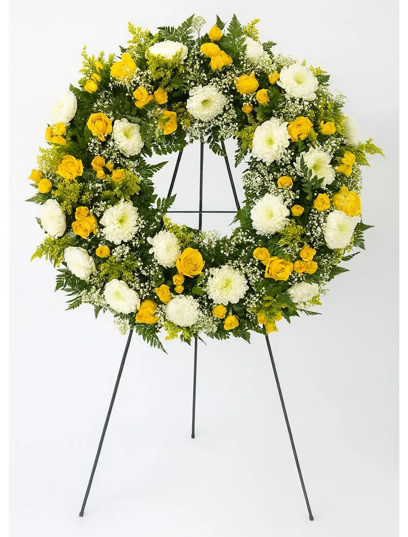 Beautiful wreath with yellow roses