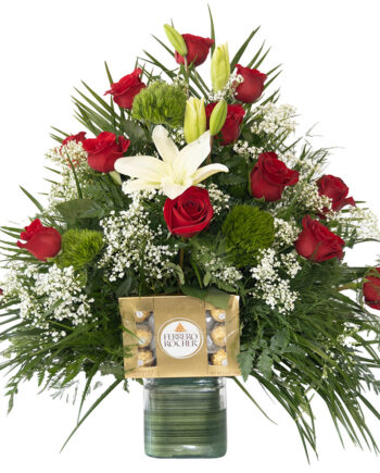 "Anita" Arrangement of  12 Red Roses with chocolate