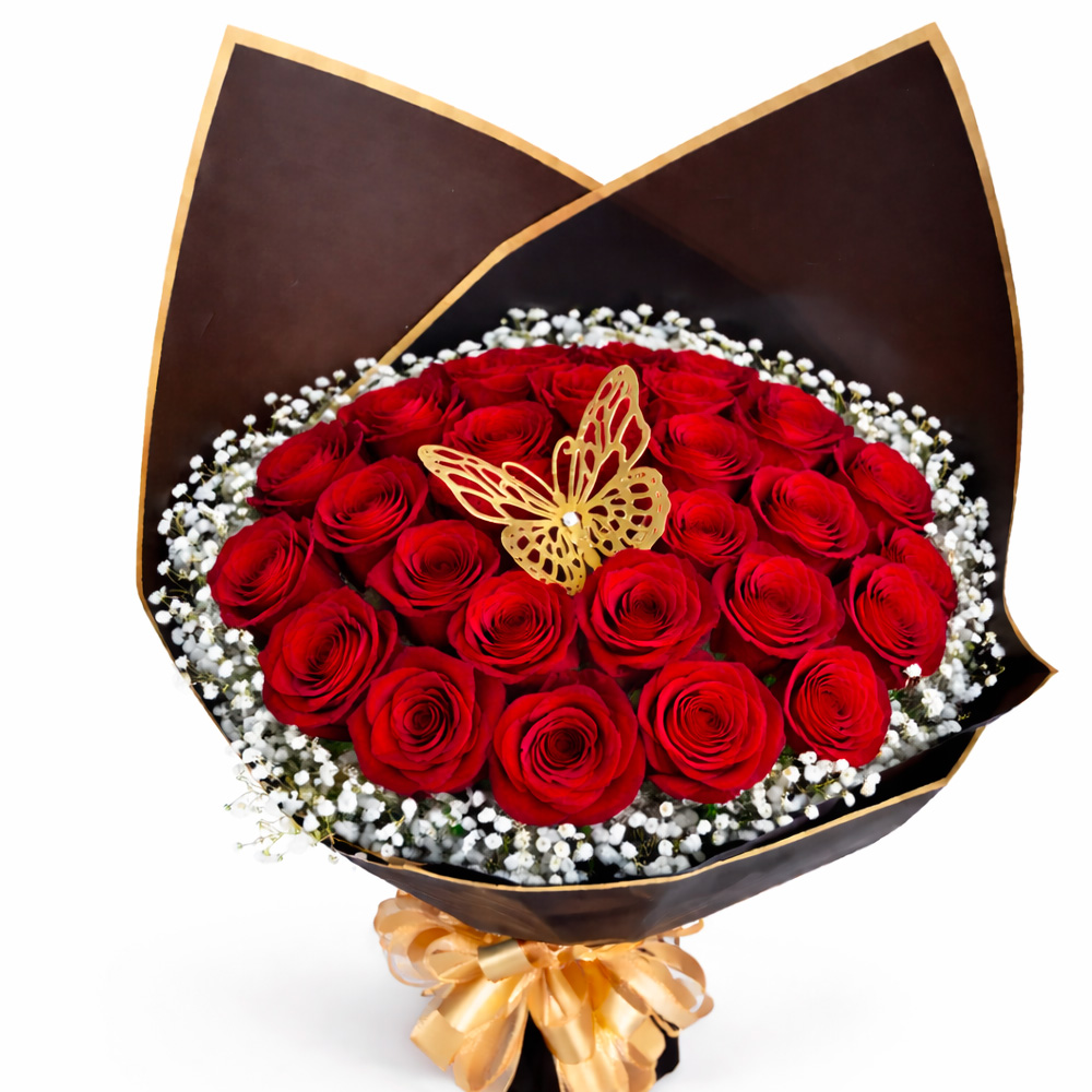 "Ramo Buchon" 25 Red Roses