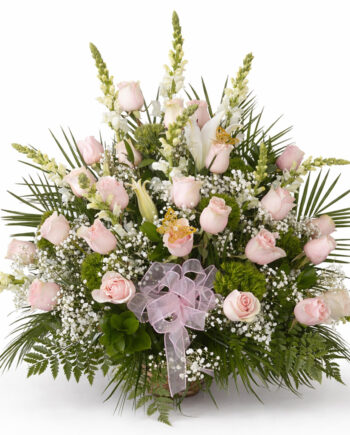25 Pink Roses and lilies