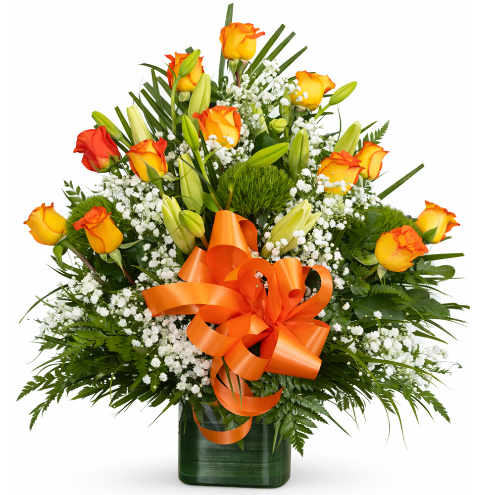 Cube Roses Orange flower arrangement