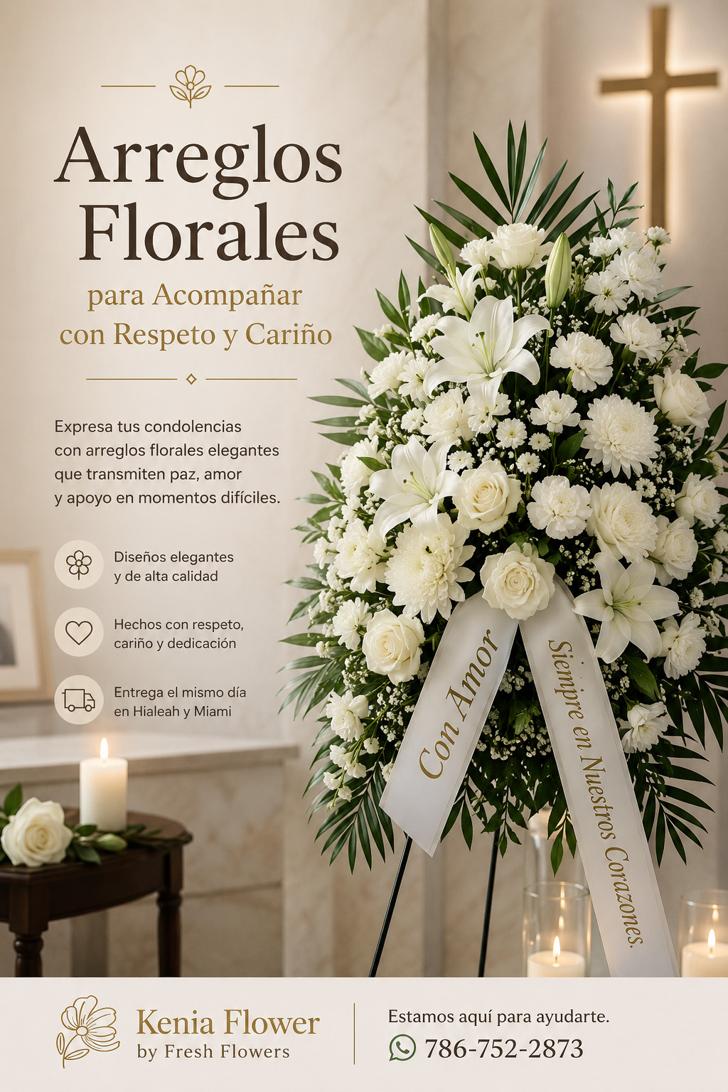Arreglos florales fúnebres y coronas de condolencias en Hialeah y Miami